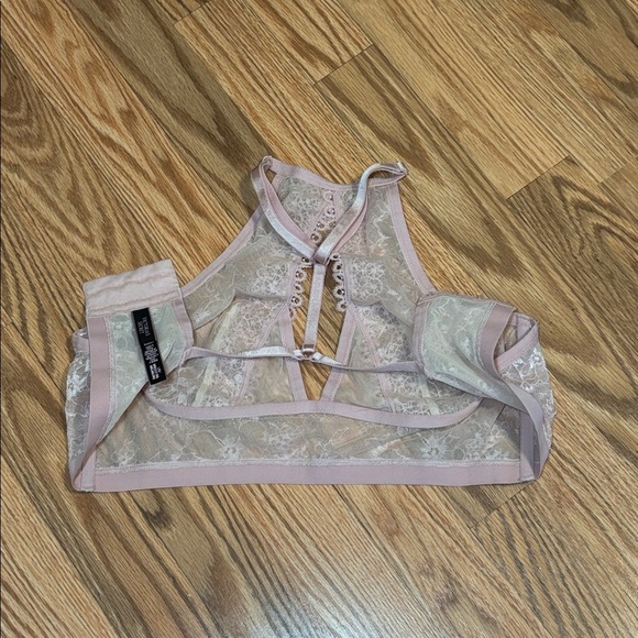 Victoria's Secret Very Sexy Sheer Lace Bralette, high neck, Pink, Large - Picture 4 of 6